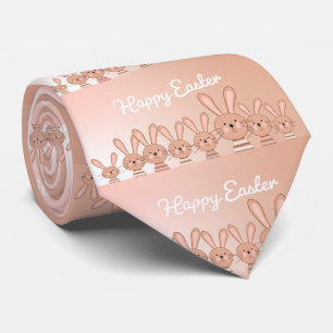 Funny Rose Gold Pink Gradient Easter Rabbit Bunny Tie