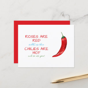 Funny Roses are Red Chili Poem Valentine's Day Postcard