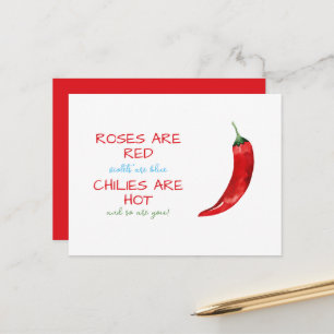 Funny Roses are Red Chili Poem Valentine's Day Postcard