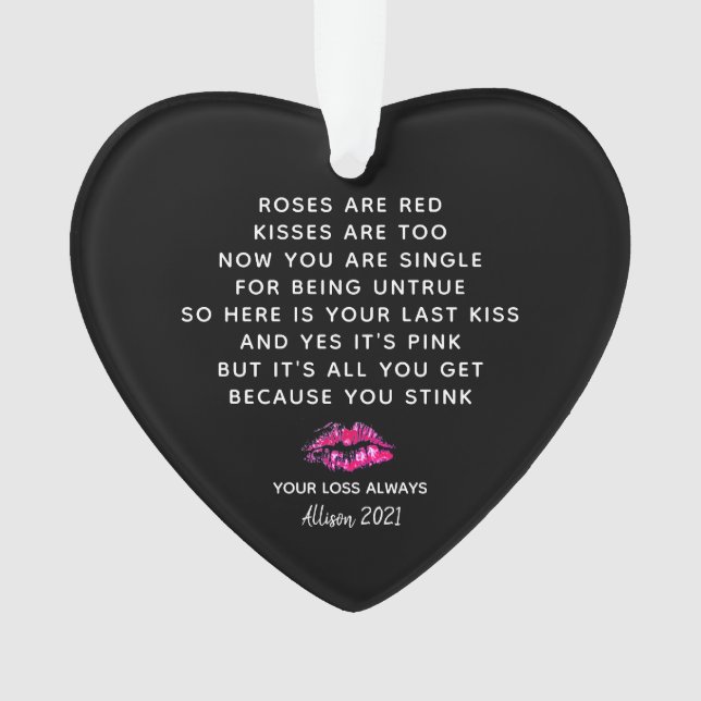 Funny Roses Are Red Poem Boyfriend Breakup Name Ornament (Front)