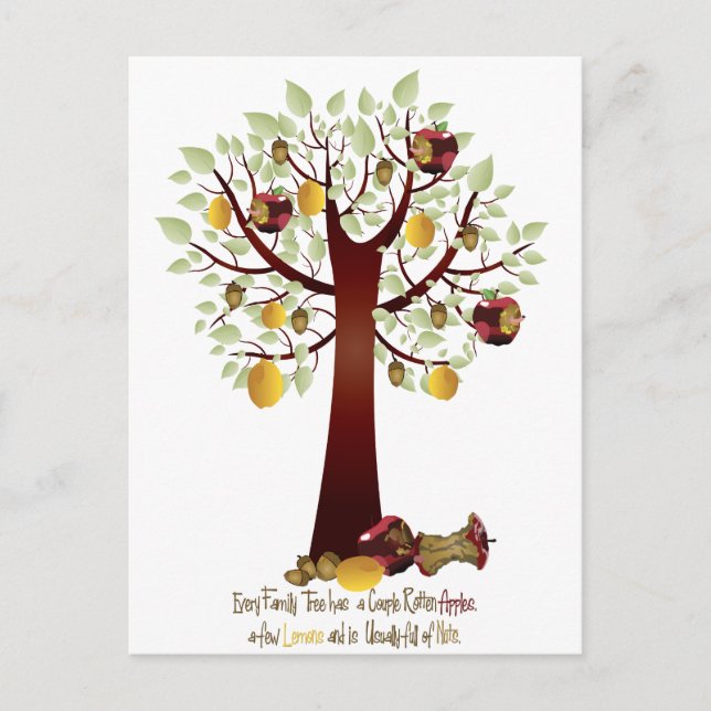 Funny Rotten Apple Family Tree Postcard (Front)