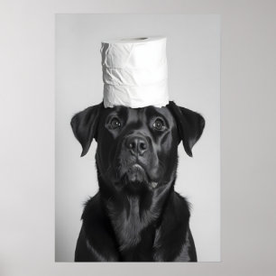 Funny Rottweiler Bathroom Art Print, Toilet Paper Poster