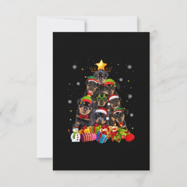 Funny Rottweiler Christmas Tree Xmas Dog Lovers RSVP Card (Front)