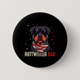 Funny Rottweiler Dad Usa Stars 4th Of July Fathers 2 Inch Round Button