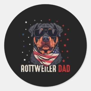 Funny Rottweiler Dad Usa Stars 4th Of July Fathers Classic Round Sticker