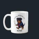 Funny Rottweiler Dog Business Suit Coffee  Mug<br><div class="desc">Celebrate your love of dogs and your sense of humor with this unique cartoon-style mug featuring your favorite canine companion. This design tells the story of a "working dog" in a distinctive way, showcasing a stylish puppy ready to start his day with a bow tie and a hot cup of...</div>