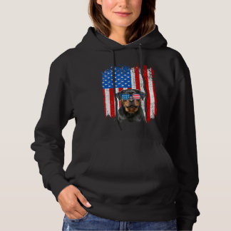Funny Rottweiler Dog Usa American Flag Gifts Hoodie