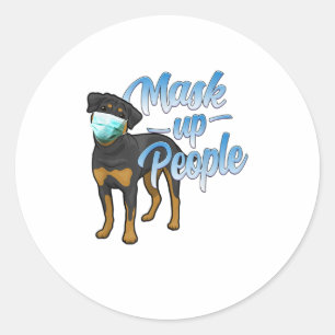 Funny Rottweiler Dog  Wear Face Mask TShirt Classic Round Sticker