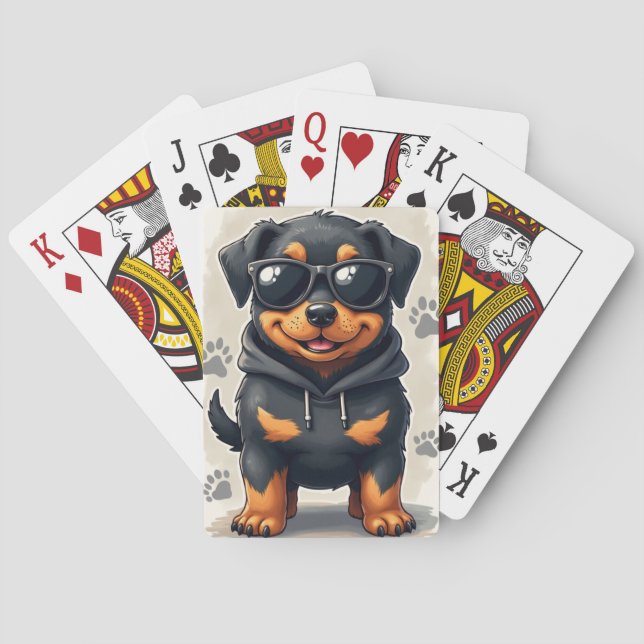 Funny Rottweiler Kawaii Dog Playing Cards (Back)