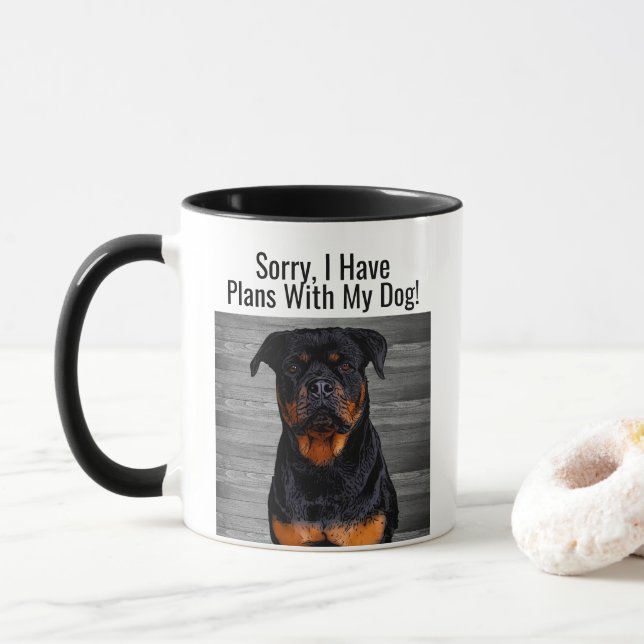 Funny Rottweiler Plans With Dog Animal Mug (With Donut)