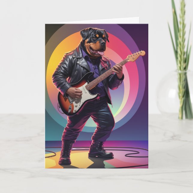 Funny Rottweiler Rock Star Card (Front)