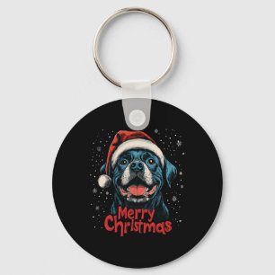 Funny Rottweiler Santa Merry Christmas Rottie Love Keychain