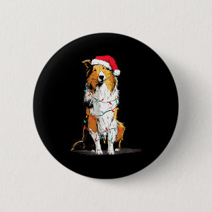 Funny Rough Collie Christmas Graphics Dog Lights L 2 Inch Round Button