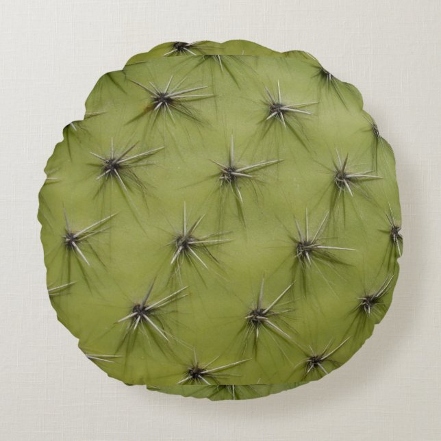 Funny round green cactus pricks throw pillow (Front)