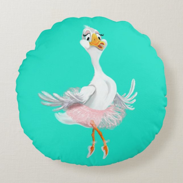 Funny Round Pillow Ballerina Duck - Your Colours (Front)