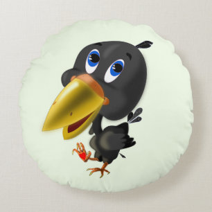 Funny Round Pillow Bird with Heart Gift
