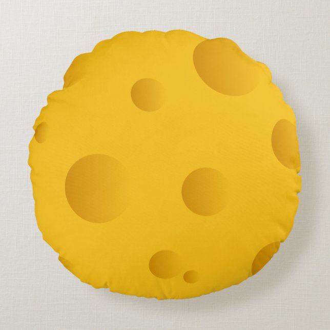 Funny round yellow cheese throw pillow home decor (Front)
