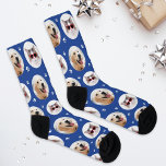 Funny Royal Blue Custom 2 Pet Photo Paw Print Socks<br><div class="desc">Your best friend deserves the spotlight on these eye-catching custom socks featuring two pet photos on a vibrant royal blue background with white paw prints. Upload photos of your dog or cat for a personalized accessory that makes a perfect gift for any pet-obsessed friend or family member. Background colour can...</div>