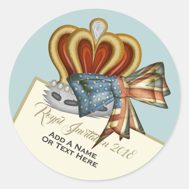 Funny Royal Wedding Crown Classic Round Sticker (Front)