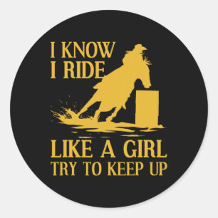 Funny Rrel Racing Gift For Women Girls Horse Racer Classic Round Sticker