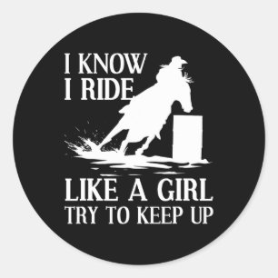 Funny Rrel Racing Gift For Women Girls Horse Racer Classic Round Sticker