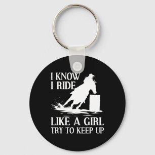 Funny Rrel Racing Gift For Women Girls Horse Racer Keychain