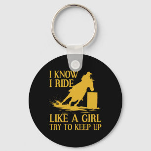 Funny Rrel Racing Gift For Women Girls Horse Racer Keychain