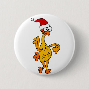 Funny Rubber Chicken Christmas Cartoon 2 Inch Round Button
