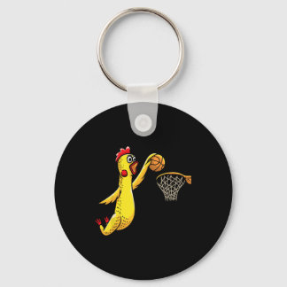 Funny Rubber Chicken Playing Sketll Player Sports  Keychain