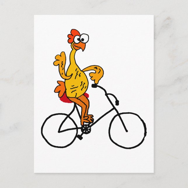 Funny Rubber Chicken Riding Bicycle Postcard (Front)