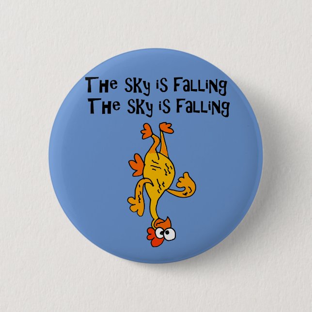 Funny Rubber Chicken Sky is Falling Cartoon 2 Inch Round Button (Front)