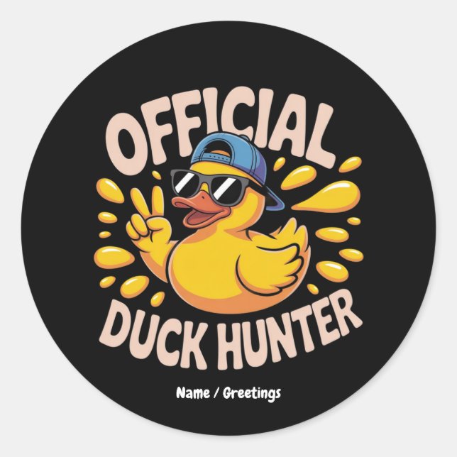 Funny Rubber Duck Hunting Cruise Squad Laughs Classic Round Sticker (Front)
