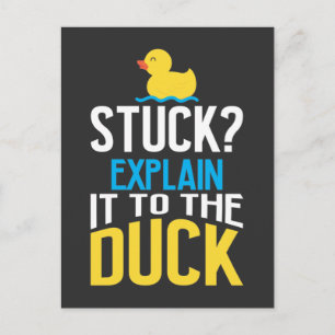 Funny Rubber Duck Programming Bug Debugging Humour Postcard