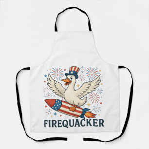 Funny Rubber Duck USA Patriotic Firequacker 4th Apron