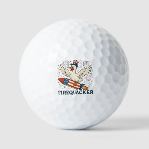 Funny Rubber Duck USA Patriotic Firequacker 4th Golf Balls