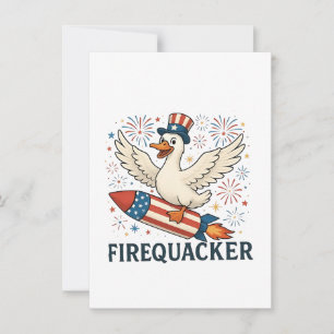 Funny Rubber Duck USA Patriotic Firequacker 4th Invitation