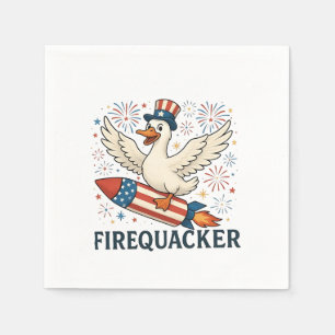 Funny Rubber Duck USA Patriotic Firequacker 4th Napkin