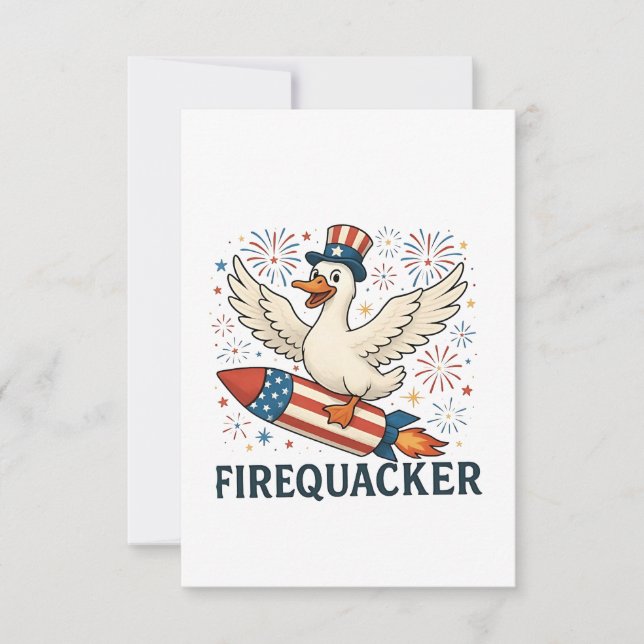 Funny Rubber Duck USA Patriotic Firequacker 4th Save The Date (Front)