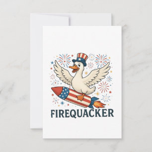 Funny Rubber Duck USA Patriotic Firequacker 4th Save The Date