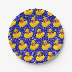 Funny Rubber Ducks Yellow Duckie Farm Animal Lover Paper Plate