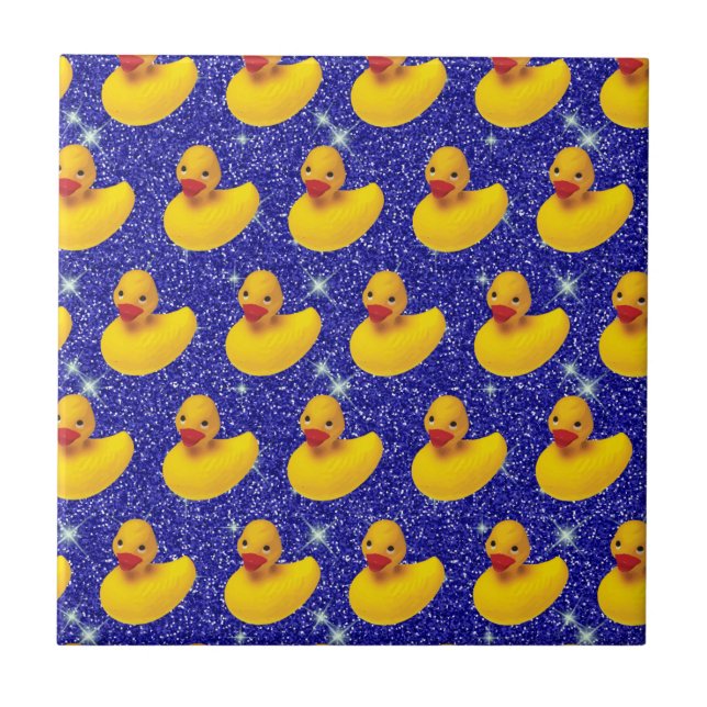 Funny Rubber Ducks Yellow Duckie Farm Animal Lover Tile (Front)