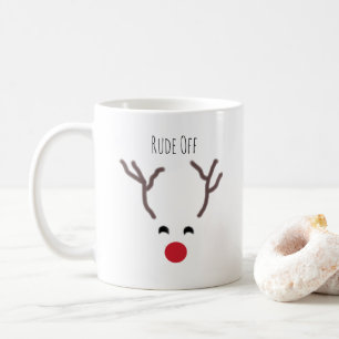 Funny Rude Off Red Nose Reindeer Modern Christmas Coffee Mug
