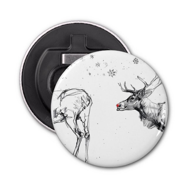 Funny Rudolf Reindeer Christmas Love Bottle Opener (Front)