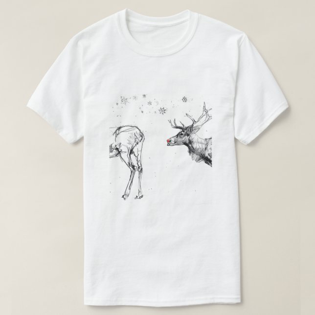 Funny Rudolf Reindeer Christmas Love T-Shirt (Design Front)