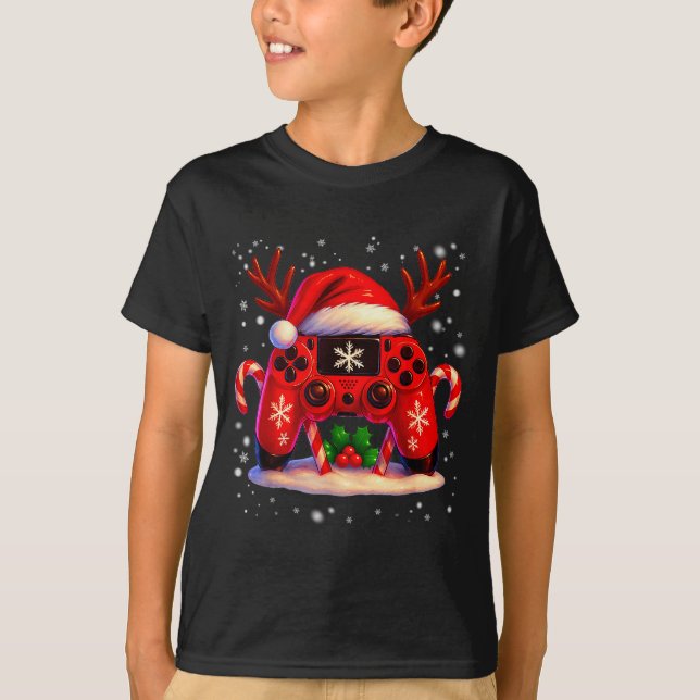 Funny Rudolph Game Controller Christmas Xmas Boy K T-Shirt (Front)