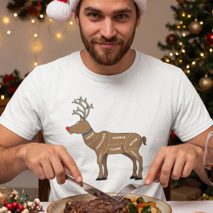 Funny Rudolph Meat Cuts Christmas BBQ Dad T-Shirt