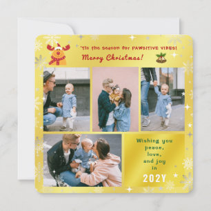 Funny Rudolph Peace Love Joy Photos Elegant Golden Holiday Card