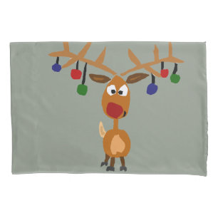 Funny Rudolph Reindeer Christmas Pillowcase
