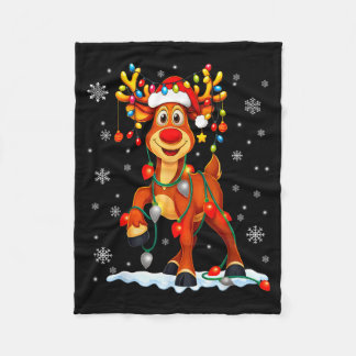 Funny Rudolph Reindeer Pjs Pajamas Christmas Men W Fleece Blanket