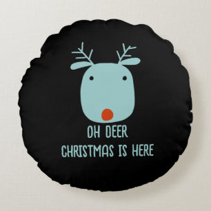 Funny Rudolph the Red-Nosed Reindeer Christmas Round Pillow